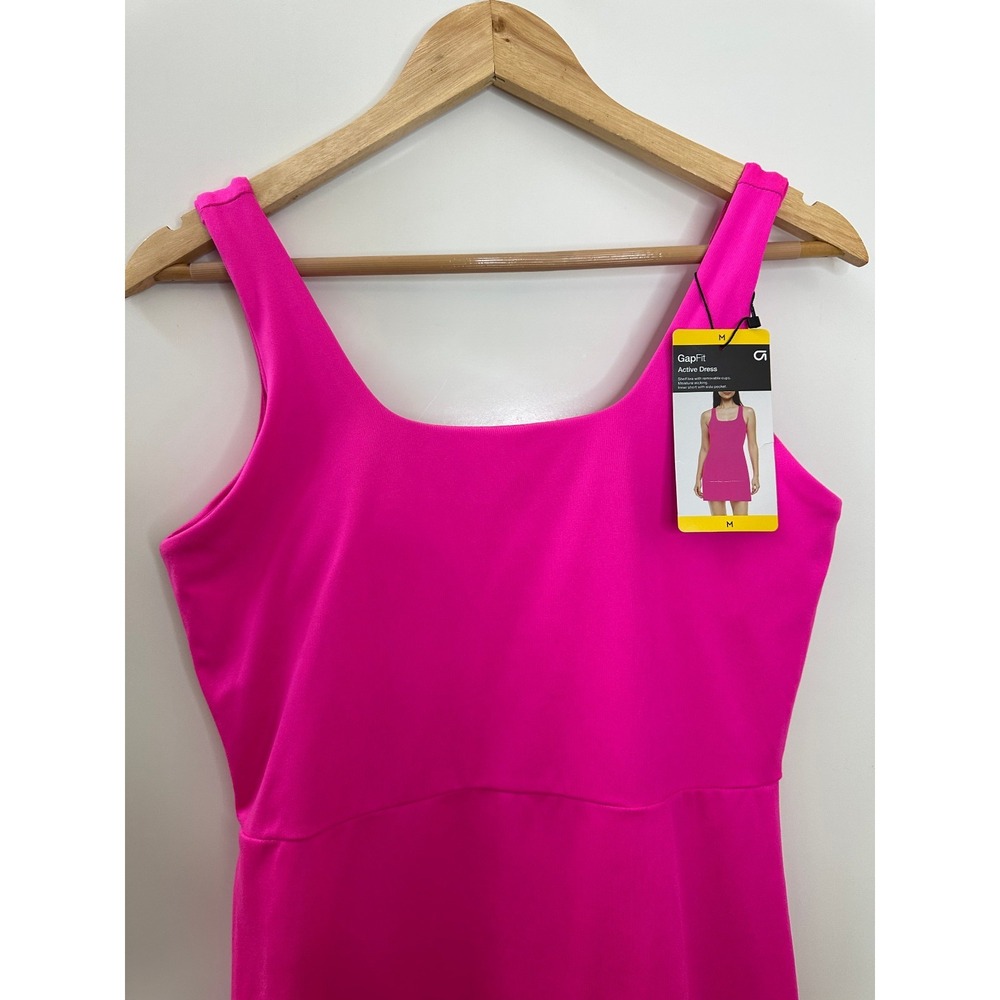 NEW Gap Active Tank Dress Hot Pink Medium GapFit Cup Bra Wicking Pickball Tennis - Picture 3 of 16